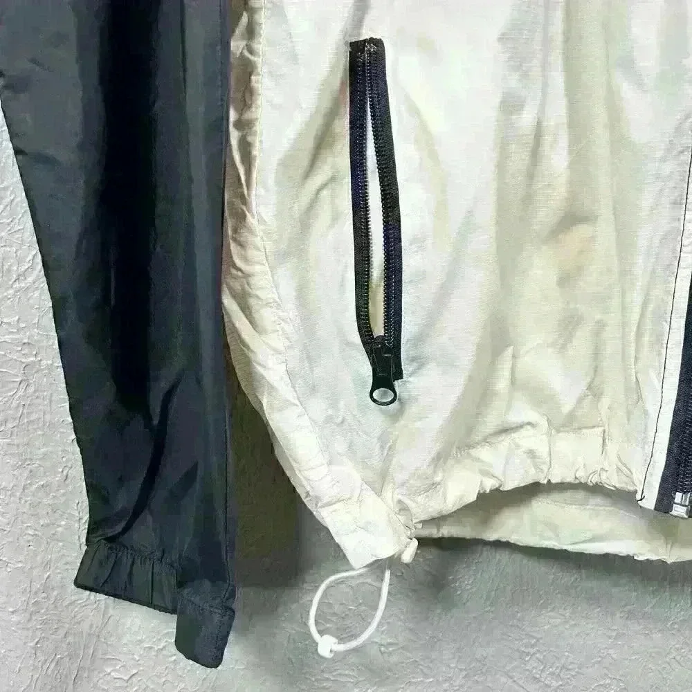 MARUCCI Retro Style 90s Zip Up Black White Baseball Windbreaker Men Small